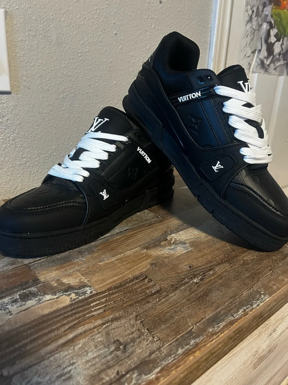 Louis Vuitton Men's Black Sneakers with White Accents - Picture 3 of 4